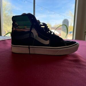 Vans woman’s Black and Green High-Top Sneakers